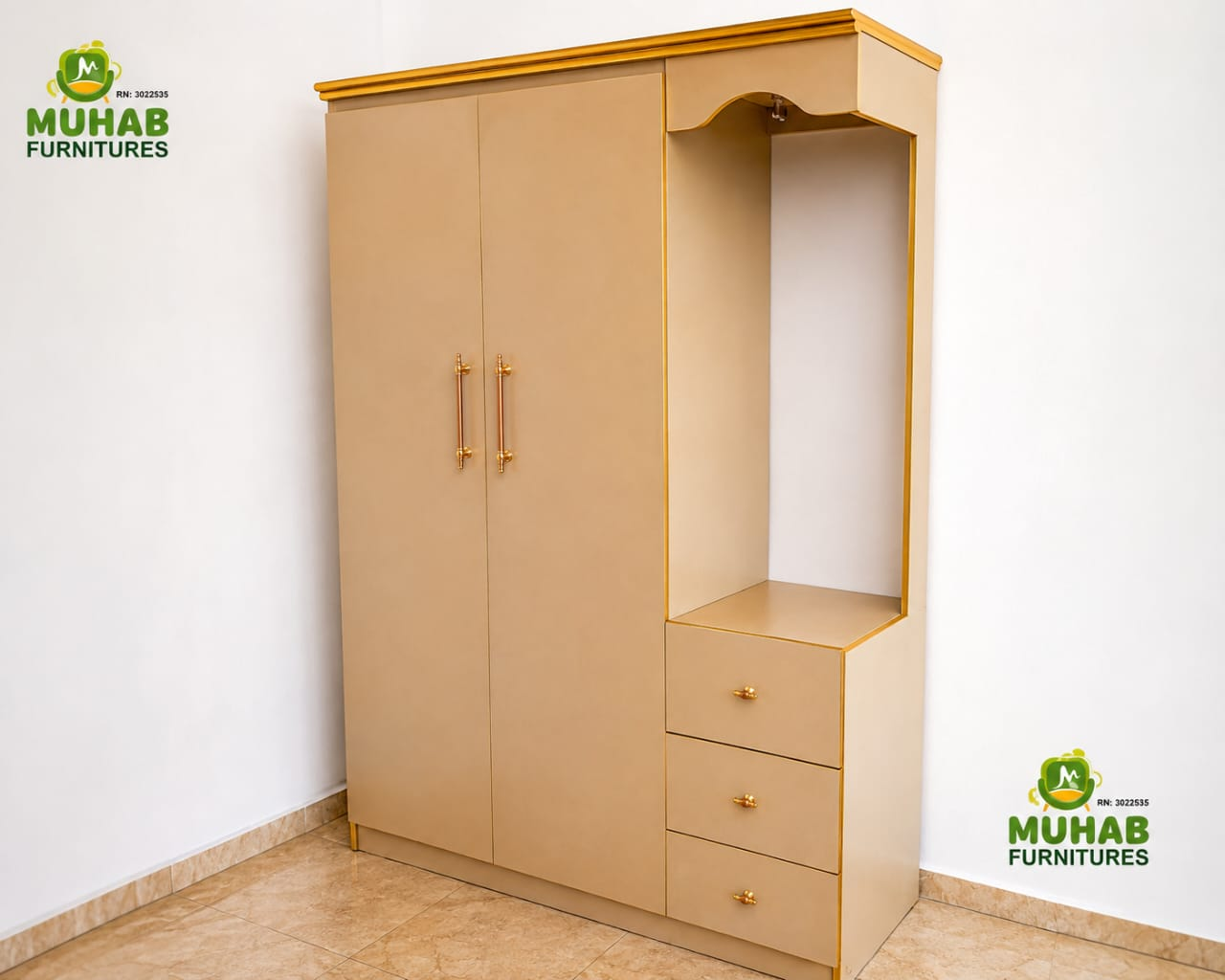 Cream wardrobe with display niche